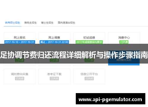 足协调节费归还流程详细解析与操作步骤指南