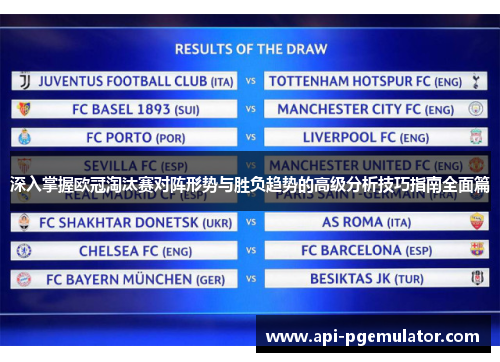 深入掌握欧冠淘汰赛对阵形势与胜负趋势的高级分析技巧指南全面篇 深入掌握欧冠淘汰赛对阵形势与胜负趋势的高级分析技巧指南全面篇